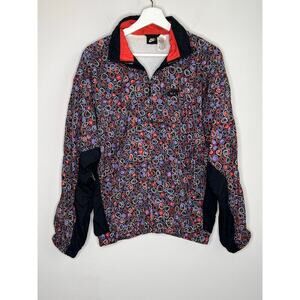 Nike Vintage Y2K Geo Print Zip Up Windbreaker Jacket Black/Purple/Red M (10-12)